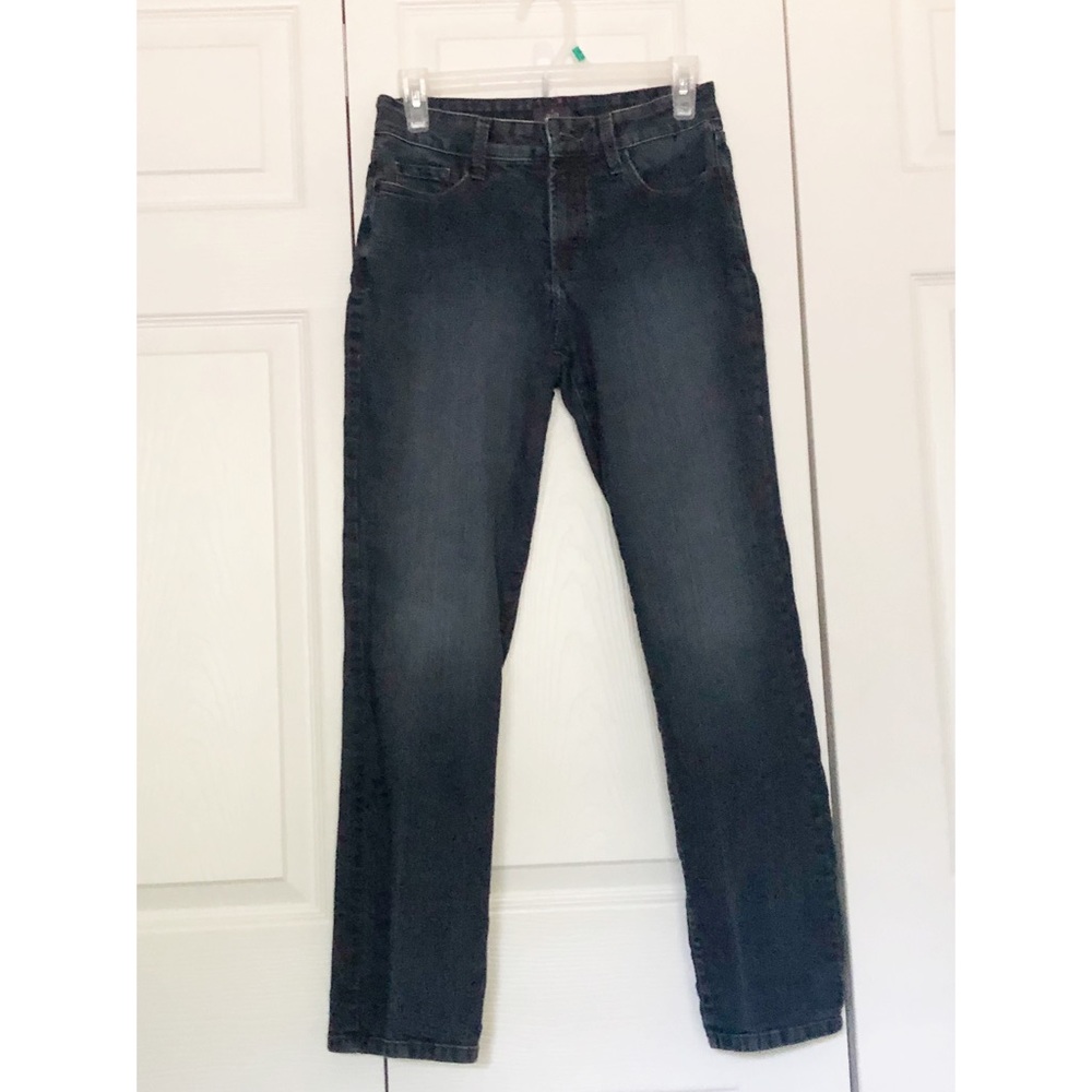 NYDJ Blue Jeans with Flat Button Zipper Front Closure